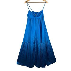 Audry Parks x Francescas babydoll maxi satin cocktail Y2K dress‎ blue beach sz L